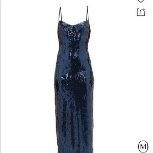Midnight Blue Sequin Midi Dress